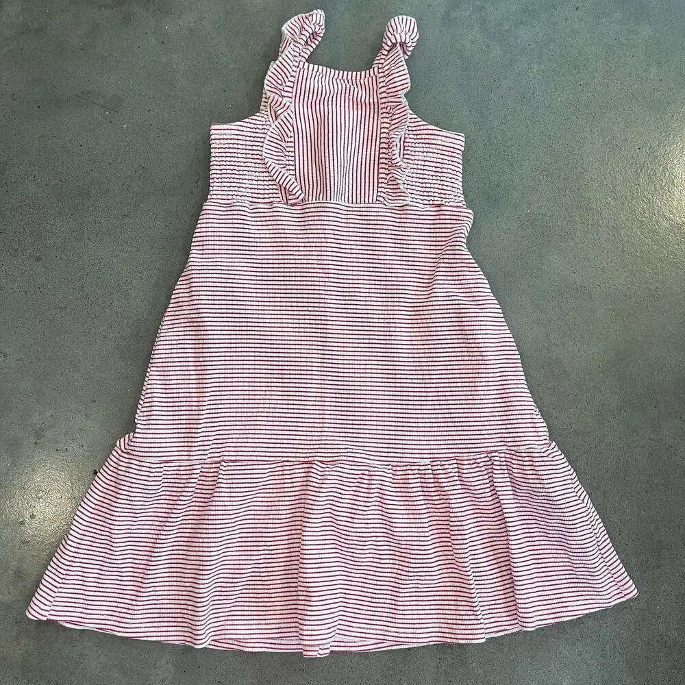 Vignette Ameera red white striped cotton ribbed  midi dress youth girls size 8